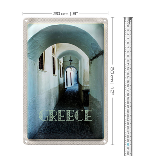 Blechschild Reise 20x30cm Greece Griechenland Durchgang Gebäude