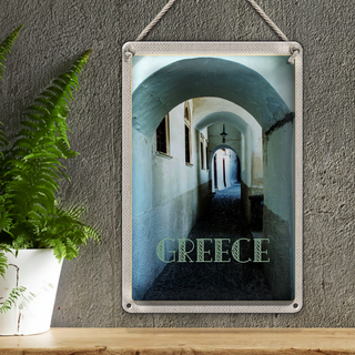 Blechschild Reise 20x30cm Greece Griechenland Durchgang Gebäude