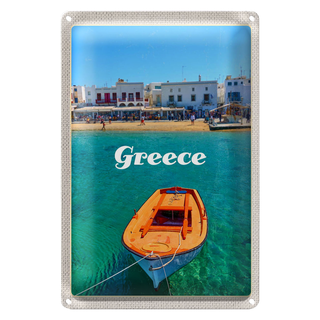 Blechschild Reise 20x30cm Greece Griechenland Meer Boot Strand
