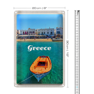 Blechschild Reise 20x30cm Greece Griechenland Meer Boot Strand