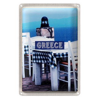 Blechschild Reise 20x30cm Greece Griechenland Restaurant Meer