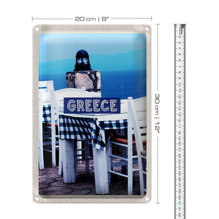 Blechschild Reise 20x30cm Greece Griechenland Restaurant Meer