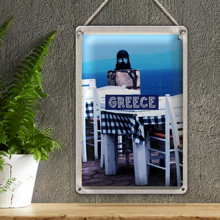 Blechschild Reise 20x30cm Greece Griechenland Restaurant Meer