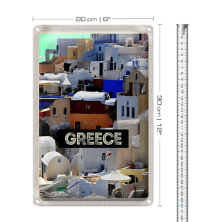 Blechschild Reise 20x30cm Greece Griechenland Häuser Urlaub