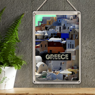 Blechschild Reise 20x30cm Greece Griechenland Häuser Urlaub