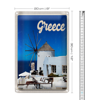 Blechschild Reise 20x30cm Greece Griechenland weiße Häuser