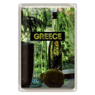 Blechschild Reise 20x30cm Greece Griechenland Flaschen