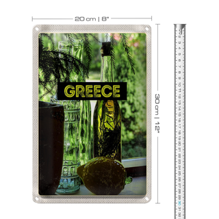 Blechschild Reise 20x30cm Greece Griechenland Flaschen