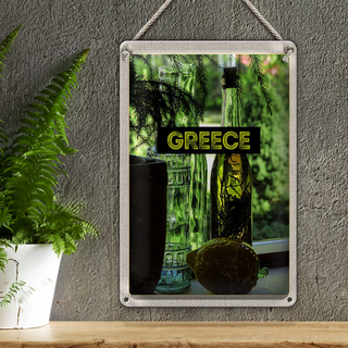 Blechschild Reise 20x30cm Greece Griechenland Flaschen