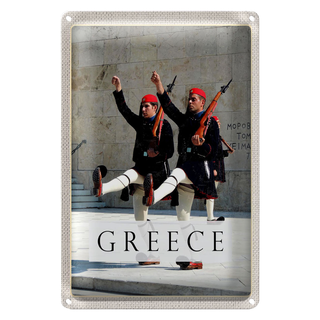 Blechschild Reise 20x30cm Greece Griechenland Soldaten Waffe Hut