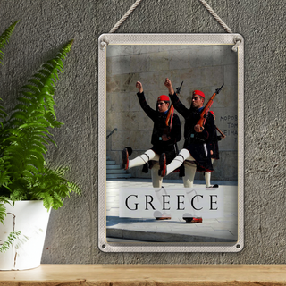 Blechschild Reise 20x30cm Greece Griechenland Soldaten Waffe Hut