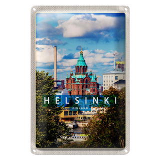 Blechschild Reise 20x30cm Helsinki Finnland Architektur Kirche