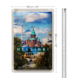 Blechschild Reise 20x30cm Helsinki Finnland Architektur Kirche