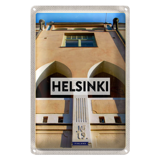 Blechschild Reise 20x30cm Helsinki Finnland Gebäude Urlaub