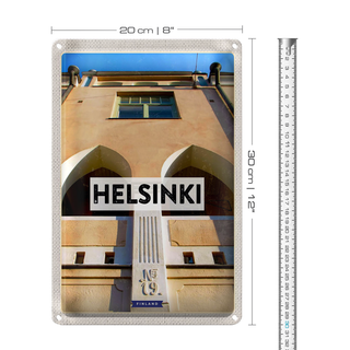 Blechschild Reise 20x30cm Helsinki Finnland Gebäude Urlaub