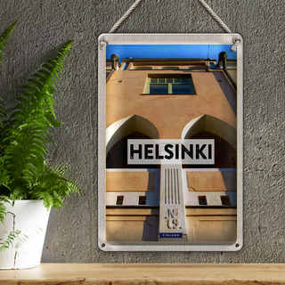 Blechschild Reise 20x30cm Helsinki Finnland Gebäude Urlaub