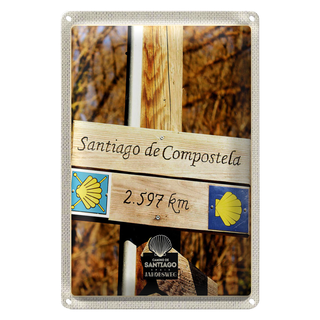 Blechschild Reise 20x30cm Spanien Santiago de Compostela Urlaub