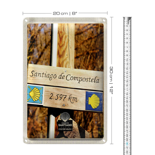 Blechschild Reise 20x30cm Spanien Santiago de Compostela Urlaub