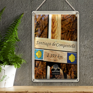 Blechschild Reise 20x30cm Spanien Santiago de Compostela Urlaub