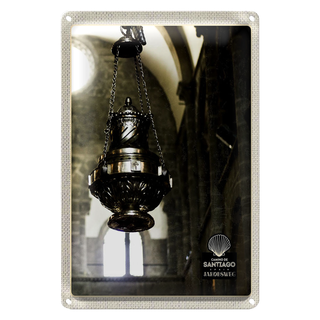 Blechschild Reise 20x30cm Spanien Kirche Laterne Mittelalter