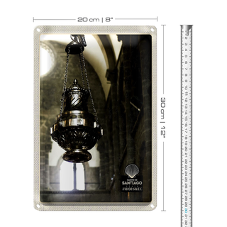 Blechschild Reise 20x30cm Spanien Kirche Laterne Mittelalter