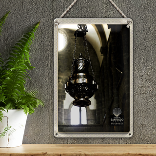 Blechschild Reise 20x30cm Spanien Kirche Laterne Mittelalter