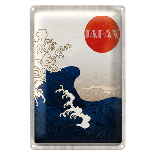 Blechschild Reise 20x30cm Japan Asien Wellen Meer Flut Urlaub