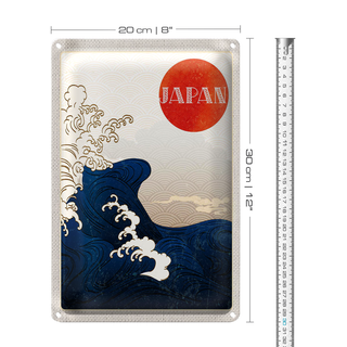 Blechschild Reise 20x30cm Japan Asien Wellen Meer Flut Urlaub