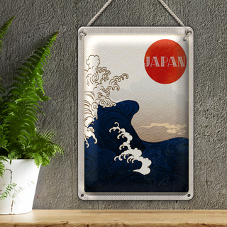 Blechschild Reise 20x30cm Japan Asien Wellen Meer Flut Urlaub
