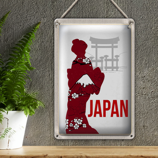 Blechschild Reise 20x30cm Japan Asien Tradionelle Kimono Kleid