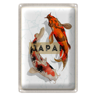 Blechschild Reise 20x30cm Japan Koi Fische Asien Urlaub Kunst