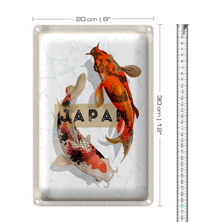 Blechschild Reise 20x30cm Japan Koi Fische Asien Urlaub Kunst