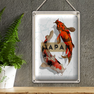 Blechschild Reise 20x30cm Japan Koi Fische Asien Urlaub Kunst
