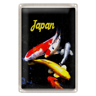 Blechschild Reise 20x30cm Japan Asien Koi Fische rot gold weiß