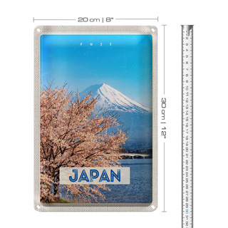 Blechschild Reise 20x30cm Japan Asien Schnee Winter Gebirge