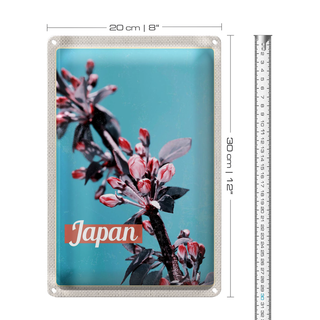 Blechschild Reise 20x30cm Japan Asien Blumen Baum Knospe Urlaub