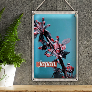 Blechschild Reise 20x30cm Japan Asien Blumen Baum Knospe Urlaub