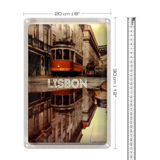 Blechschild Reise 20x30cm Lisabon Europa Straßenbahn Stadt