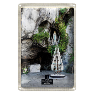 Blechschild Reise 20x30cm Frankreich Lourdes Jesud Kerzen Natur