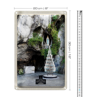 Blechschild Reise 20x30cm Frankreich Lourdes Jesud Kerzen Natur