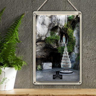 Blechschild Reise 20x30cm Frankreich Lourdes Jesud Kerzen Natur