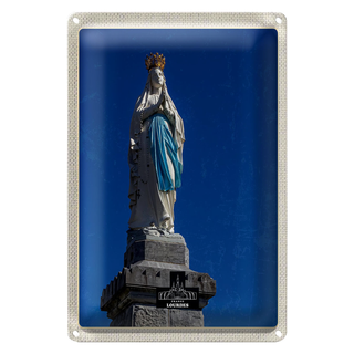 Blechschild Reise 20x30cm Frankreich Lourdes Skulptur weiß gold