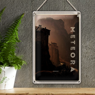 Blechschild Reise 20x30cm Griechenland Meteora Gebirge Natur