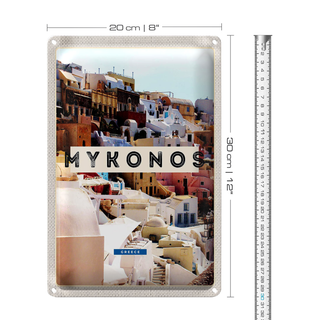 Blechschild Reise 20x30cm Griechenland Mykonos Greece Urlaub