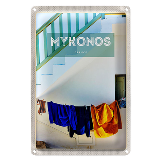 Blechschild Reise 20x30cm Griechenland Greece Mykonos Gebäude