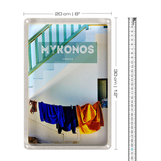 Blechschild Reise 20x30cm Griechenland Greece Mykonos Gebäude