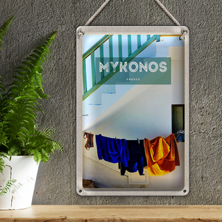 Blechschild Reise 20x30cm Griechenland Greece Mykonos Gebäude