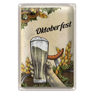 Blechschild Reise 20x30cm München Oktoberfest Brezel Bier Wurst