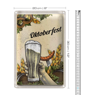 Blechschild Reise 20x30cm München Oktoberfest Brezel Bier Wurst