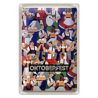 Blechschild Reise 20x30cm Oktoberfest Trommel Tanzen Trinken
